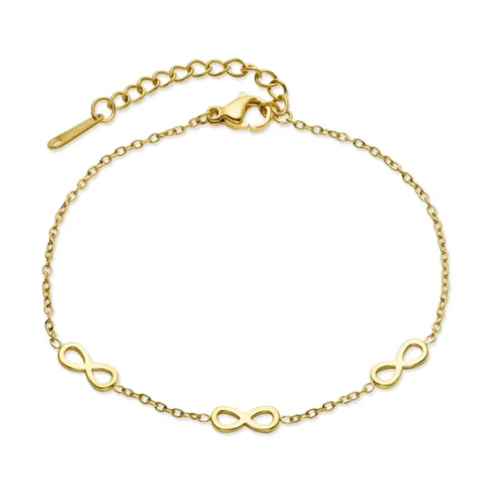 Vandfast infinity armbånd i forgyldt stål - OCEANA