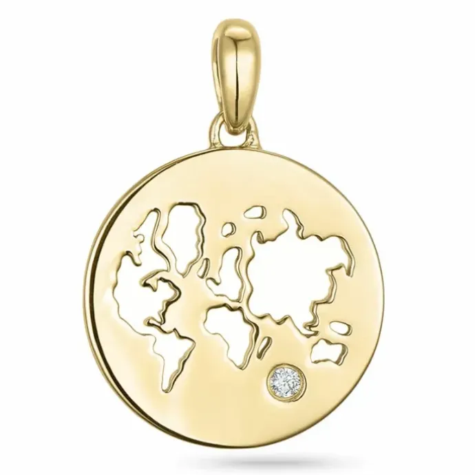 World diamant vedhæng i 14 karat guld 0,01 ct