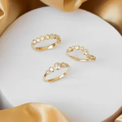 Zirkon guldring i 9 karat guld