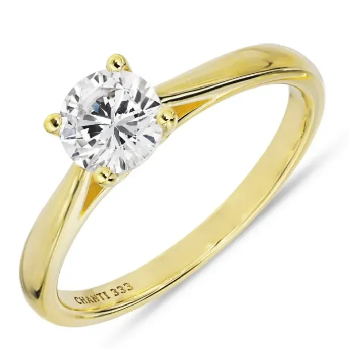 Zirkon ring i 8 karat guld