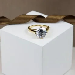 Zirkon ring i forgyldt sølv