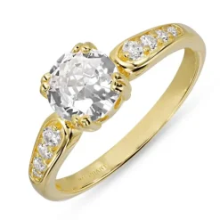 Zirkon ring i forgyldt sølv