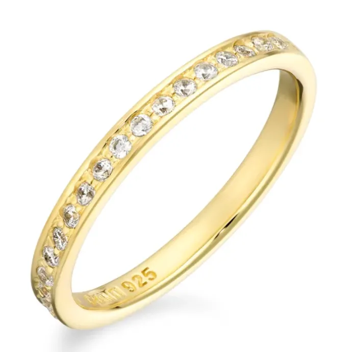 Zirkon ring i forgyldt sølv