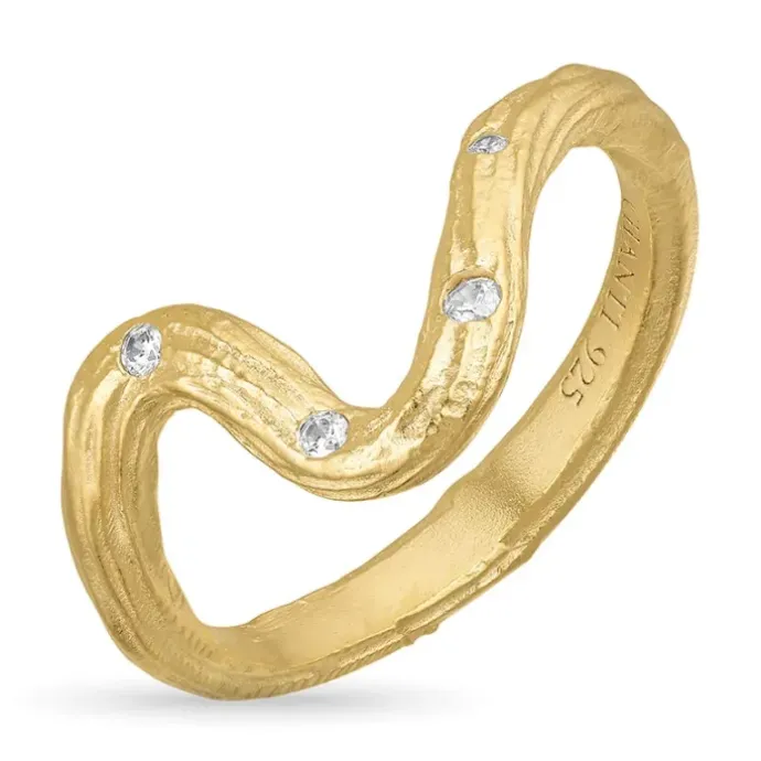 Zirkon ring i forgyldt sølv