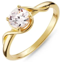 Zirkon ring i forgyldt sølv