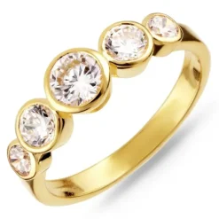 Zirkon ring i forgyldt sølv