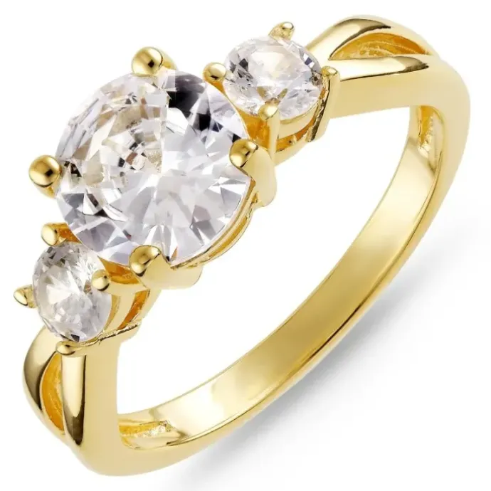 Zirkon ring i forgyldt sølv
