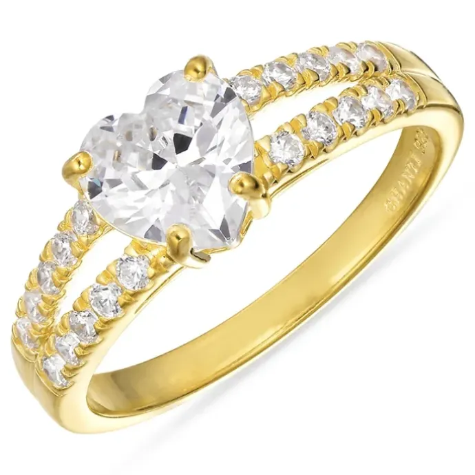 Zirkon ring i forgyldt sølv