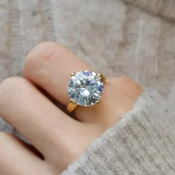 Zirkon ring i forgyldt sølv