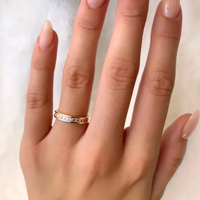 Zirkon ring i forgyldt sølv