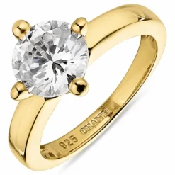 Zirkon ring i forgyldt sølv