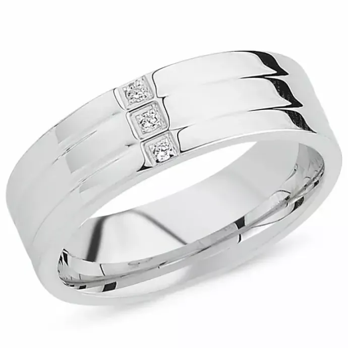 Zirkon ring i rhodineret sølv