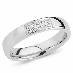 Zirkon ring i rhodineret sølv