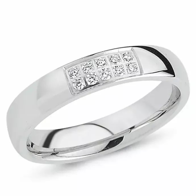 Zirkon ring i rhodineret sølv