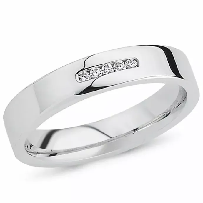 Zirkon ring i rhodineret sølv