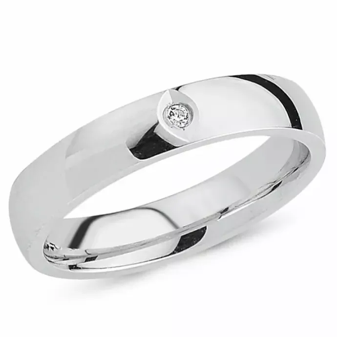Zirkon ring i rhodineret sølv