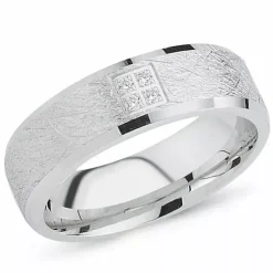 Zirkon ring i rhodineret sølv