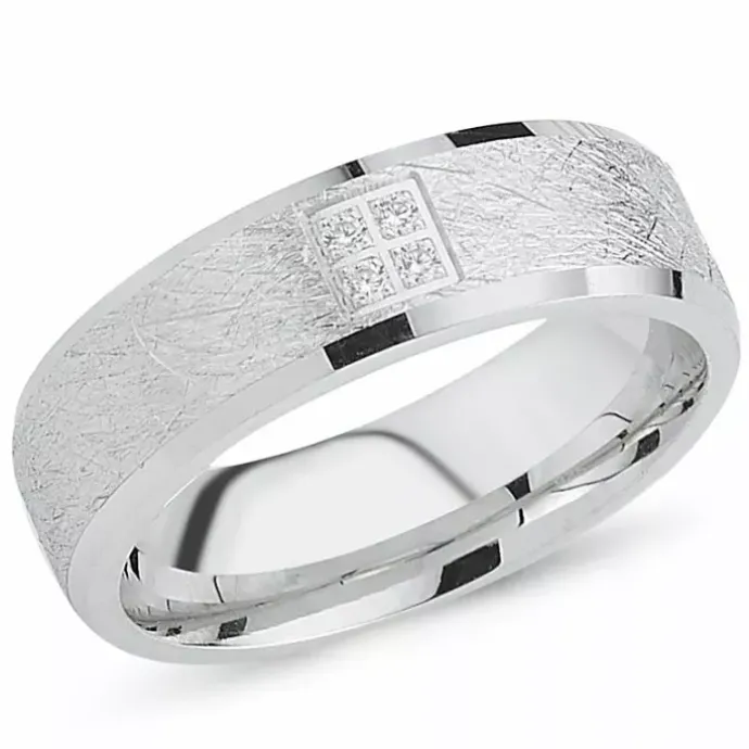 Zirkon ring i rhodineret sølv