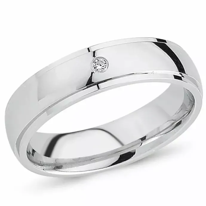 Zirkon ring i rhodineret sølv
