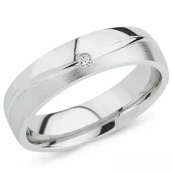 Zirkon ring i rhodineret sølv