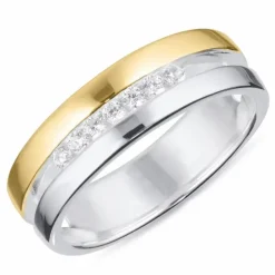 Zirkon ring i sølv med 8 karat guld