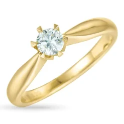 Zirkon solitairering i 9 karat guld